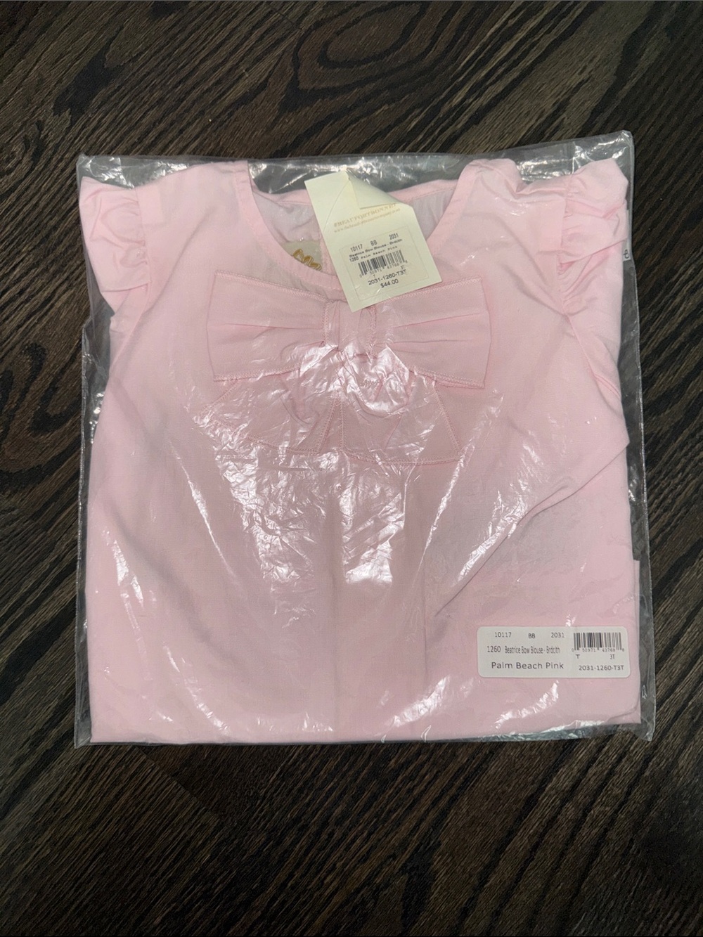 NWT The Beaufort Bonnet Company Beatrice Bow Blouse Palm Beach Pink Sz3T